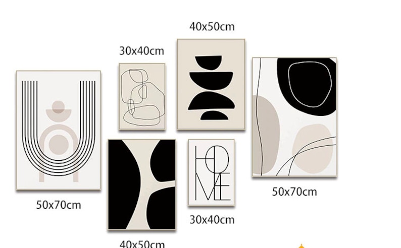 Nordic Black White Abstract Canvas Print Simplicity Art Painting Line ...