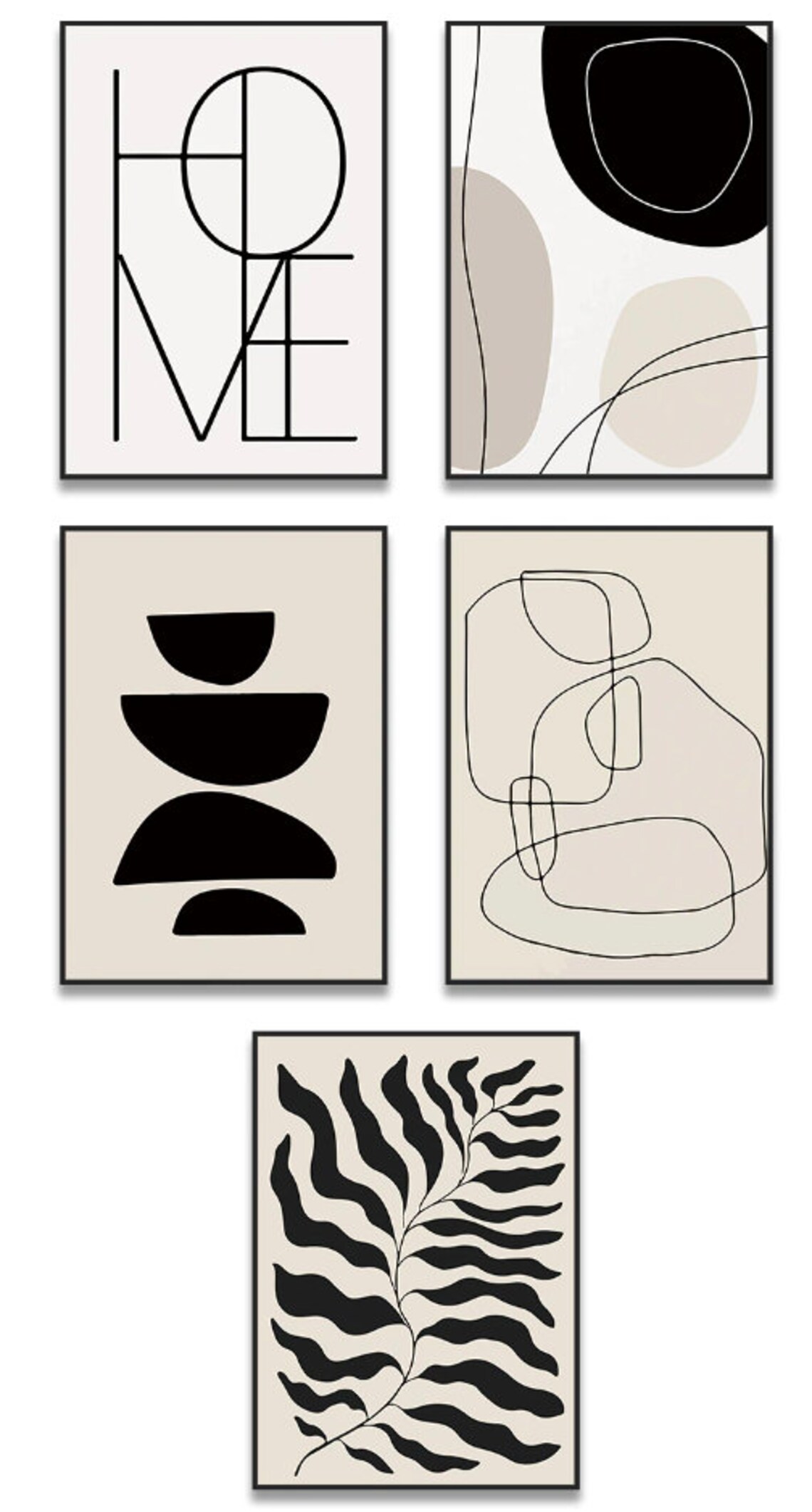 Nordic Black White Abstract Canvas Print Simplicity Art Painting Line ...