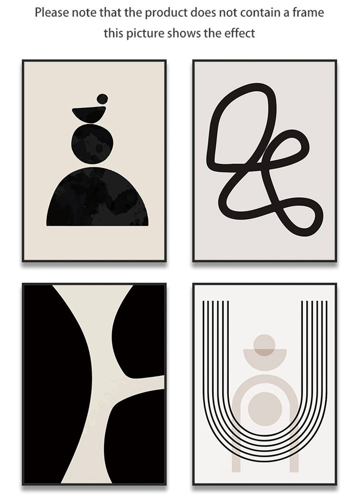 Nordic Black White Abstract Canvas Print Simplicity Art Painting Line ...