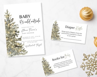 Baby It's Cold Outside Baby Shower Invitation, Winter Baby Shower Invitation, Christmas Baby Shower Invitation, Christmas Tree Baby Shower