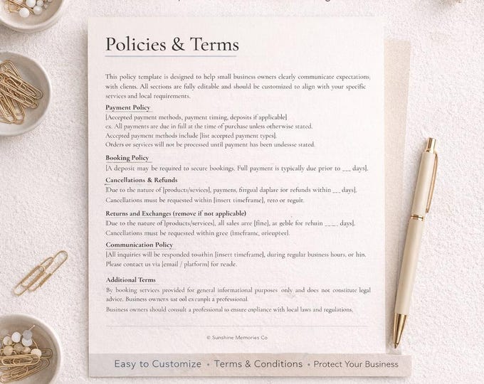 Featured listing image: Small Business Policies and Terms Template