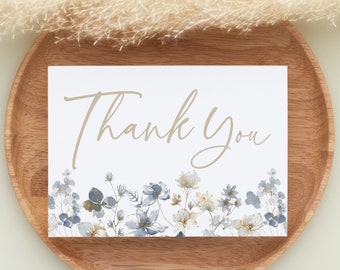 Watercolor Floral Baby Shower Thank you Cards, Bridal Shower Thank you Cards, Wedding Thank You Cards,Birthday Thank you Cards, Printable