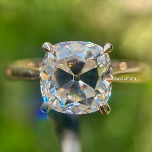 Old European Cut Cushion Cut Moissanite Engagement Ring 14K Rose Gold  Solitaire Ring For Women 3.0 CT Oec Cut moissanite Ring Love Ring