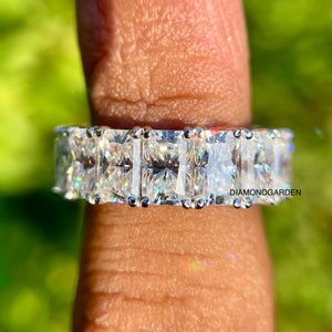 10 TCW Radiant Cut Moissanite Eternity Wedding Band, Radiant Cut Diamond Engagement Ring For Women, 950 Platinum Ring, Eternity Band Ring