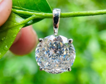 5.5 CT Portuguese Cut Moissanite Pendant For Women 14K White Gold Pendant Necklace Solitaire Pendant Gift For her Wedding Diamond Jewellery