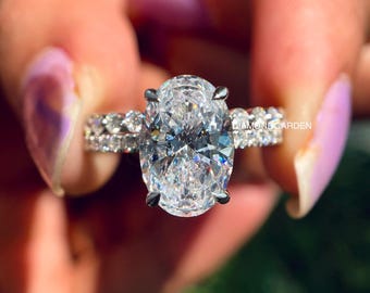 3.0 CT Oval Cut Moissanite Engagement Ring Set Oval Cut Diamond Solitaire Ring With Matching Wedding Band Gift For Her Anniversary Ring Gift