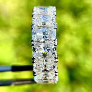 10 TCW Radiant Cut Moissanite Eternity Wedding Band, Radiant Cut Diamond Engagement Ring For Women, 950 Platinum Ring, Eternity Band Ring