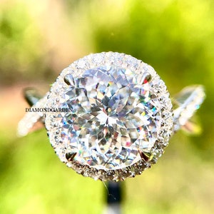 3.5 CT Portuguese Cut Moissanite Halo Engagement Ring Antique Portuguese Cut Diamond Halo Ring 950 Platinum Ring, Twist Band Ring, Love Ring