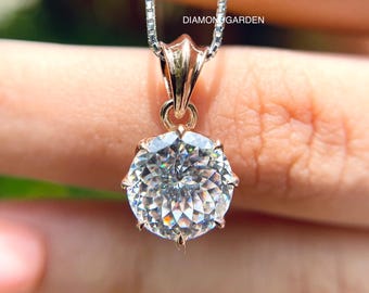 3 CT Portuguese Cut Moissanite Pendant For Women 14K Rose Gold Pendant Necklace Solitaire Pendant Colorless Moissanite Jewelry gift pendant