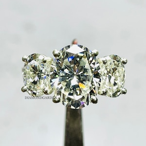 5.0 TCW Oval Cut Moissanite Verlobungsring, 10K/14K/18K Goldring für Frauen, Dreistein Diamantring, Brautring, Geschenk für sie, Oval