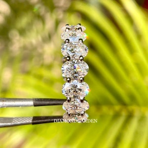 10 TCW Oval Cut Moissanite Diamond Eternity Band, 14K White Gold Oval Cut Moissanite Engagement Ring,Fully Eternity stackable Band Love Gift