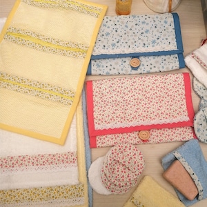 Toiletry bag and cotton pads, face towel and sponge kit, travel toiletry bag, reusable cotton pads, face towel, sponge, gift for women, gift