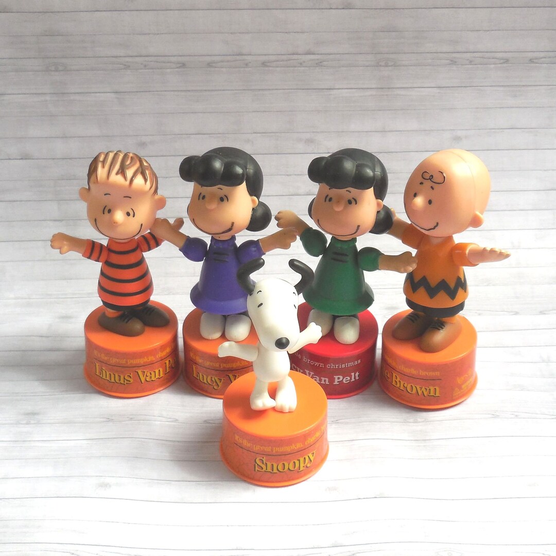 Snoopy Linus Charlie Brown Push Puppet Press up Toy Etsy