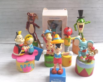 Character #10 -  Push Puppet - Press Up Toy - Wakouwa Wood - Novelty - Magic Roundabout - Wizard of Oz - Aladdin - Michigan J Frog