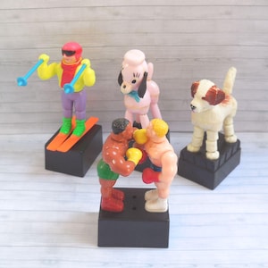 Vintage Push Puppet - Vintage  Press Button  - Dog - Terrier - Boxers - Fighting - Poodle - #2