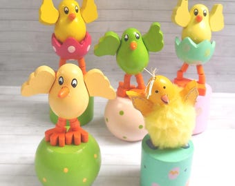 Easter Chicks Bunny Rabbits - Push Up Puppet Toy - Collapsing Novelty - Press Up Toy - Wakouwa  - Pick 'n Mix - Vintage - #6