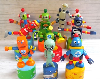 Robot Robots Alien  Push Puppet Push puppet - Press Up Toy - Wakouwa - Out of this World