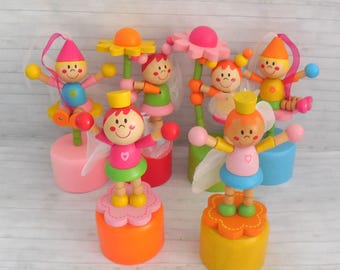 Push Puppet Fairy Pixie - Press Up Toy - Wakouwa - Push Up Wood Toy