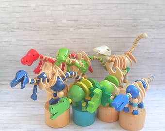 Dancing Dinosaurs  Push Puppet - Press Up Toy - Wakouwa - Jurassic Prehistoric - T-Rex - Tyrannosaurus Rex