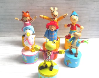 Madeline - D.W. - Paddington Bear  - Push Puppet - Press Up Toy Wakouwa Wood Novelty - Characters - Arthur - Peter Rabbit - Madeline