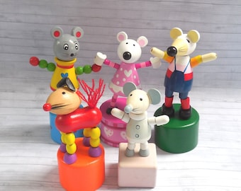 A Medley of Mice Push Puppet   - Press Up Toy - Wakouwa - Novelty Push Up - Mouse Puppets