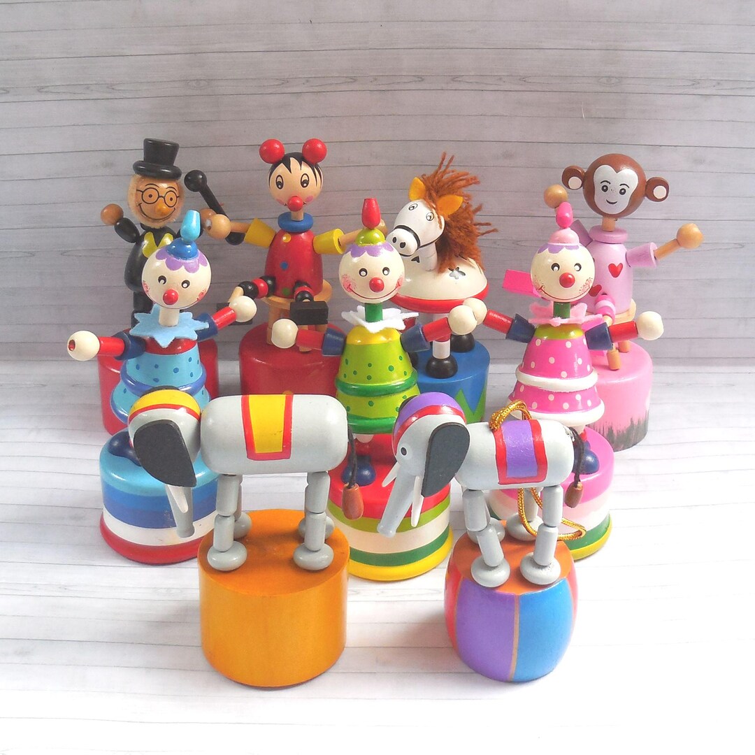 Puppet Ringmaster Circus Selection Push Puppet - Press up Toy - Wakouwa Wood - Novelty ...
