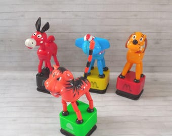 McDonalds PicPain Happy Meal Push Puppet - Press Up Toy - Wakouwa - Vintage Style  - Plastic