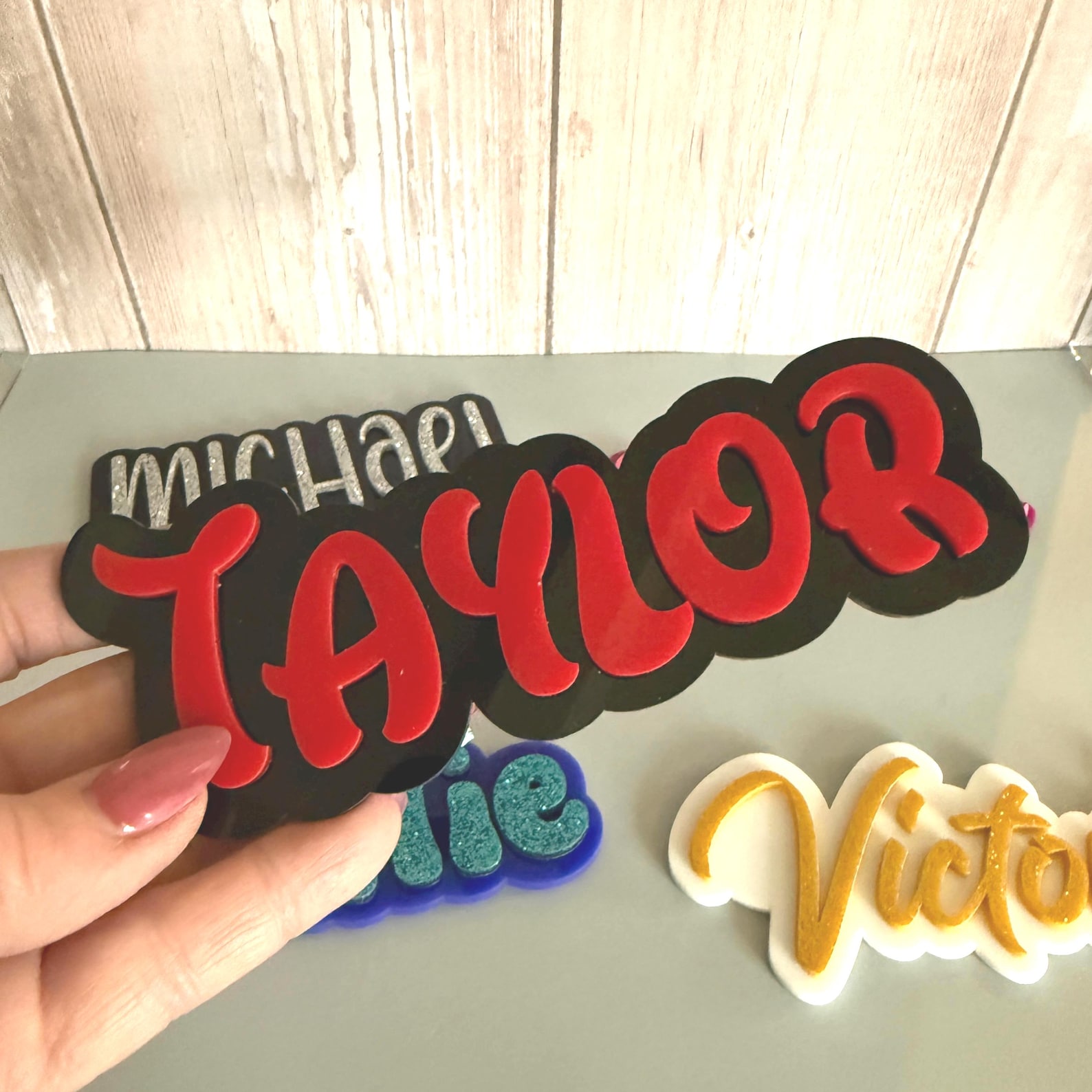 Custom 3D Acrylic Name Magnet Personalized Locker Name Plate Bag Charm ...