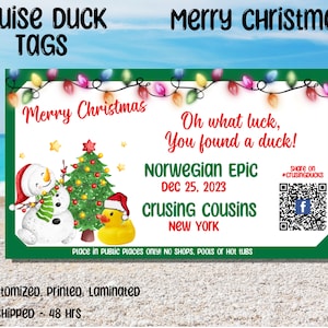 Christmas Cruising Ducks Personalized Tags, Printed Laminated and Shipped Duck Tags, Merry Christmas Cruise Duck Tags, Holiday Cruise Tags
