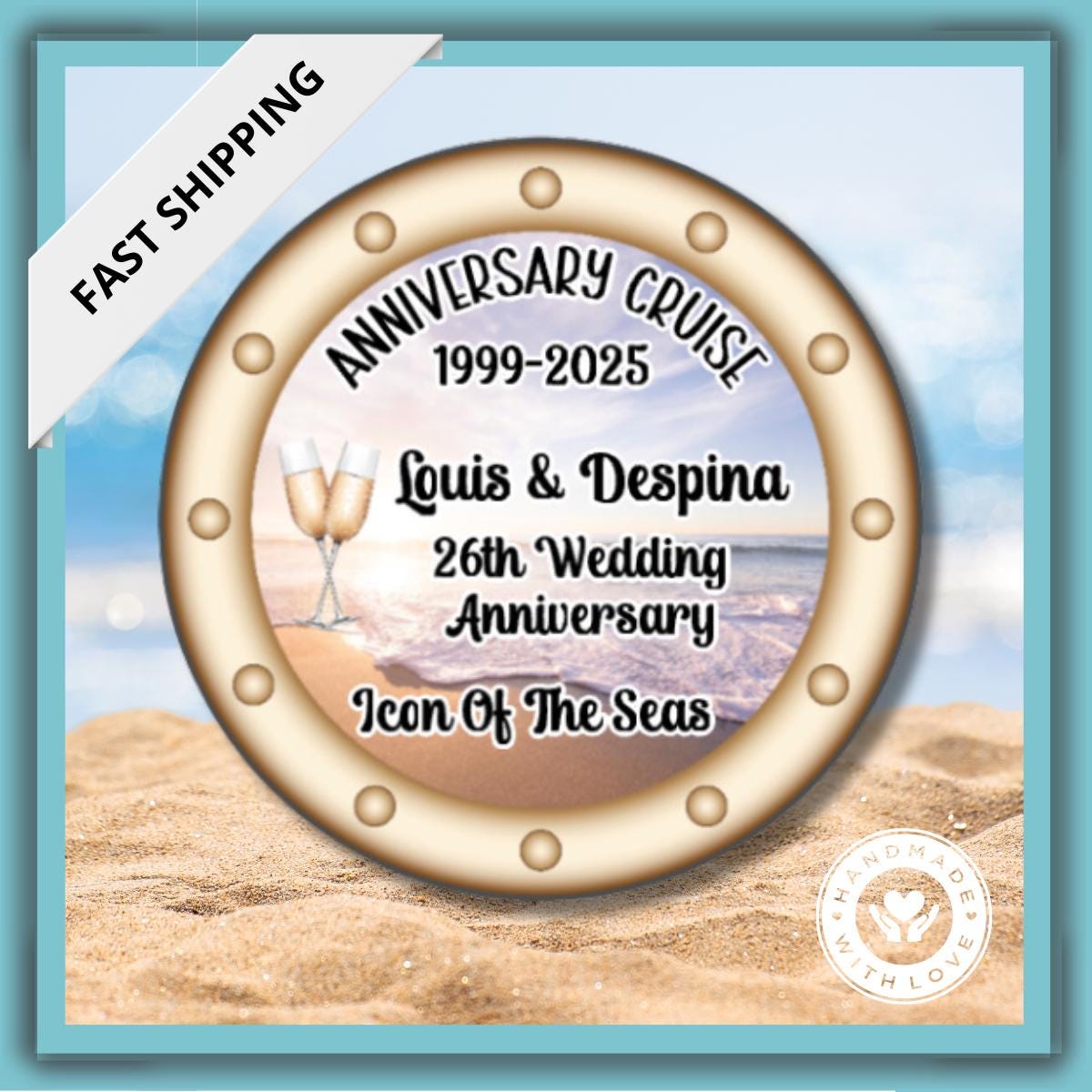 Cruise Door Magnet for Stateroom Decoration Ship Cabin Decor Anniversary Gift Honeymoon Cruise Present Beach Theme Porthole Magnet Vacation