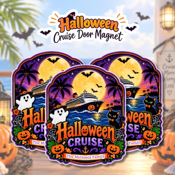 Personalized Halloween Cruise Magnet Custom Cruise Door Magnet Halloween Cruise Cabin Decor  Cruise Door Decoration Family Cruise Gift