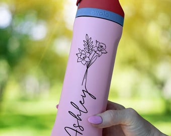 Personalized Birth Flower Tumbler Customized Gift For Women Water Bottle Engraved Owala Custom Teacher Water Bottle Best Friend Gift