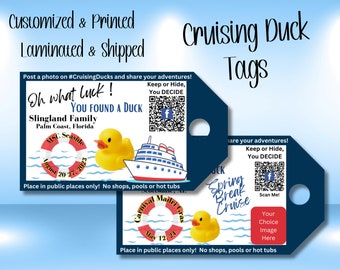 Laminated Cruising Ducks Personalized Tags, Printed and Shipped Duck Tags, Carnival Family Cruise Duck Tags, Royal Caribbean Duck Tags