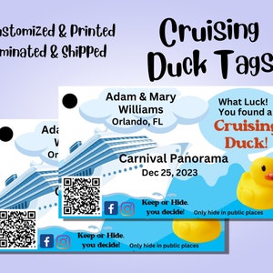 Carnival Cruising Duck Tags, Printed Duck Tags, Printed Mother's Day Gift Carnival Family Cruise Duck Tags, Royal Caribbean Duck Tags