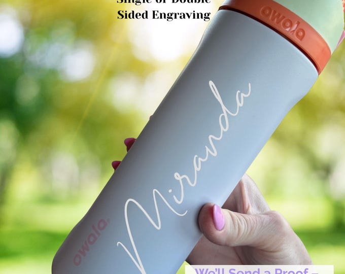 Personalized Owala Water Bottle 24oz Engraved Sports Bottle with Straw and Lid Cheer Team Gift Custom Drink Bottle Personalized Name Tumbler