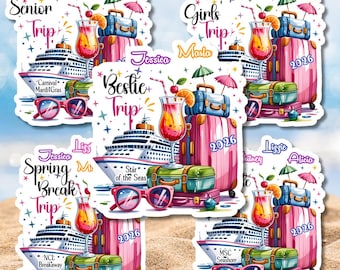 Personalized Suitcase Magnet Cruise Trip Keepsake Custom Name Ship Name Travel Gift for Senior Trip Girls Trip Bachelorette Trip