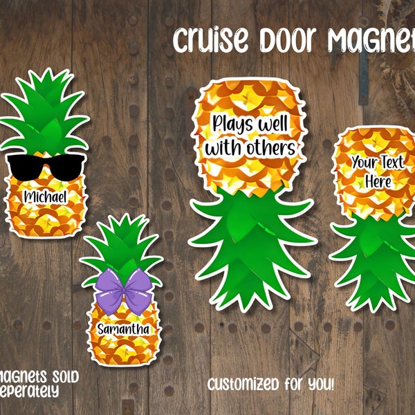 Pineapple Cruise Door Magnet, Personalized Pineapple Magnet, Cruise Magnet, Family Cruise Custom Magnet, Birthday Door Magnet, Party Cruise