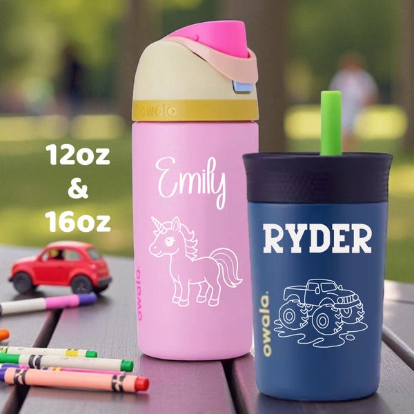 Engraved Owala Kids Bottle 16oz | Personalized Kid Owala FreeSip Water Bottle | Custom Toddler Gift Under 50 | Toddler Personalized Cup 12oz