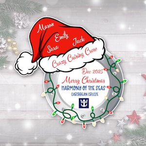 Personalized Christmas Cruise Door Magnet Porthole with Santa Hat Holiday Cruise Ship Door Decoration Family Cruise Christmas Door Magnet
