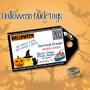 Halloween Cruising Duck Tags Printed Laminated Shipped Duck Tags Carnival Family Cruise Duck Tags Halloween Cruising Ducks