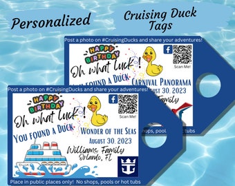 Customized Birthday Cruising Ducks Tags, Digital Download Tags,  Birthday Cruising Ducks, Carnival Cruising Ducks, Business Card Duck Tags