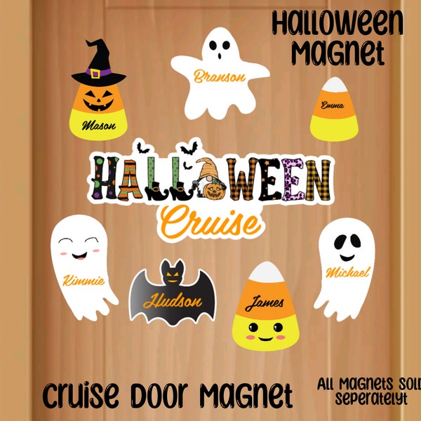 Halloween Cruise Door Magnet, Personalized Ghost Magnet, Custom Bat Magnet, Candycorn Magnet, Family Cruise Custom Magnet, Halloween Magnets