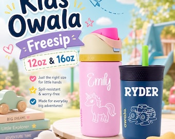 Engraved Owala Kids Bottle 16oz | Personalized Kid Owala FreeSip Water Bottle | Custom Toddler Gift Under 50 | Toddler Personalized Cup 12oz