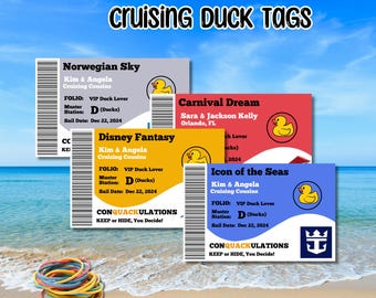 Ship Card Duck Tagds Carnival Cruising Duck Tags Printed  Duck Tags Printed Duck TagsPrinted and ShippedHiding Duck Tags, Duck Tag Game