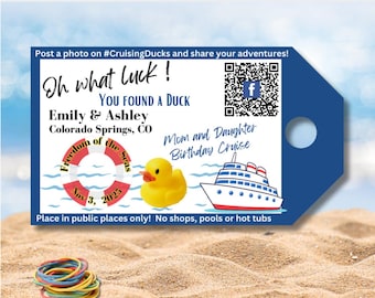 Laminated Cruising Duck Personalized Tag Printed and Shipped Duck Tag Family Cruise Duck Tag Duck Fun Scavenger Tag
