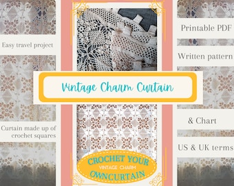 Crochet Curtain Easy Crochet Pattern Vintage DIY Home Decor Pattern Crochet Diagram Downloadable PDF Guide for Crocheter Written Instruction