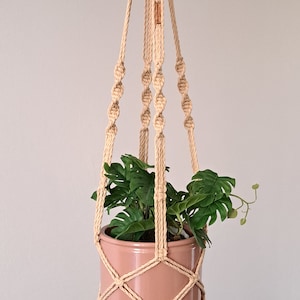 MACRAME PLANT HOLDER, Woven hanging planter, Decorative pot hanger, Plant support, Hanging planter with tail