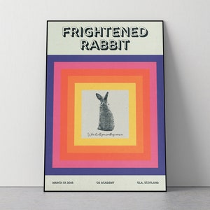 Manifesto musicale di Frightened Rabbit, stampa artistica, concerto vintage, gruppo musicale