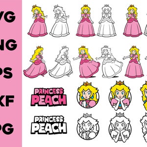 Princess Peeach Svg, Princess Svg, Games Svg, Supper Mairo Svg, Cut Files For Cricut, Png, Eps, Jpg, Dxf