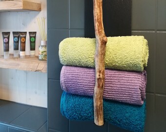 Natural wood towel holder, slate towel storage, towel cabinet, bathroom furniture, towel hooks, wall shelf